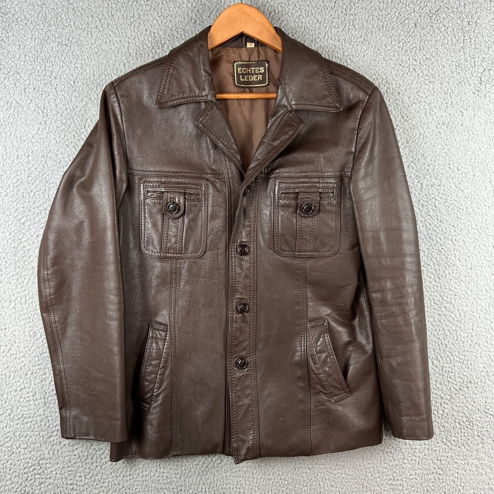 Vintage Echtes Leder Cownappa Leather Jacket Chocolate Brown size EU 50 US 40‎
